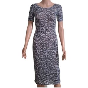 H&M Divided Women’s Grey/White Bodycon Knee Length Semi transparent Dress Size S